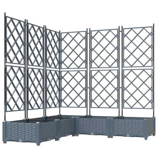 Jardineira com Treliça 5 pcs Cinzento-claro