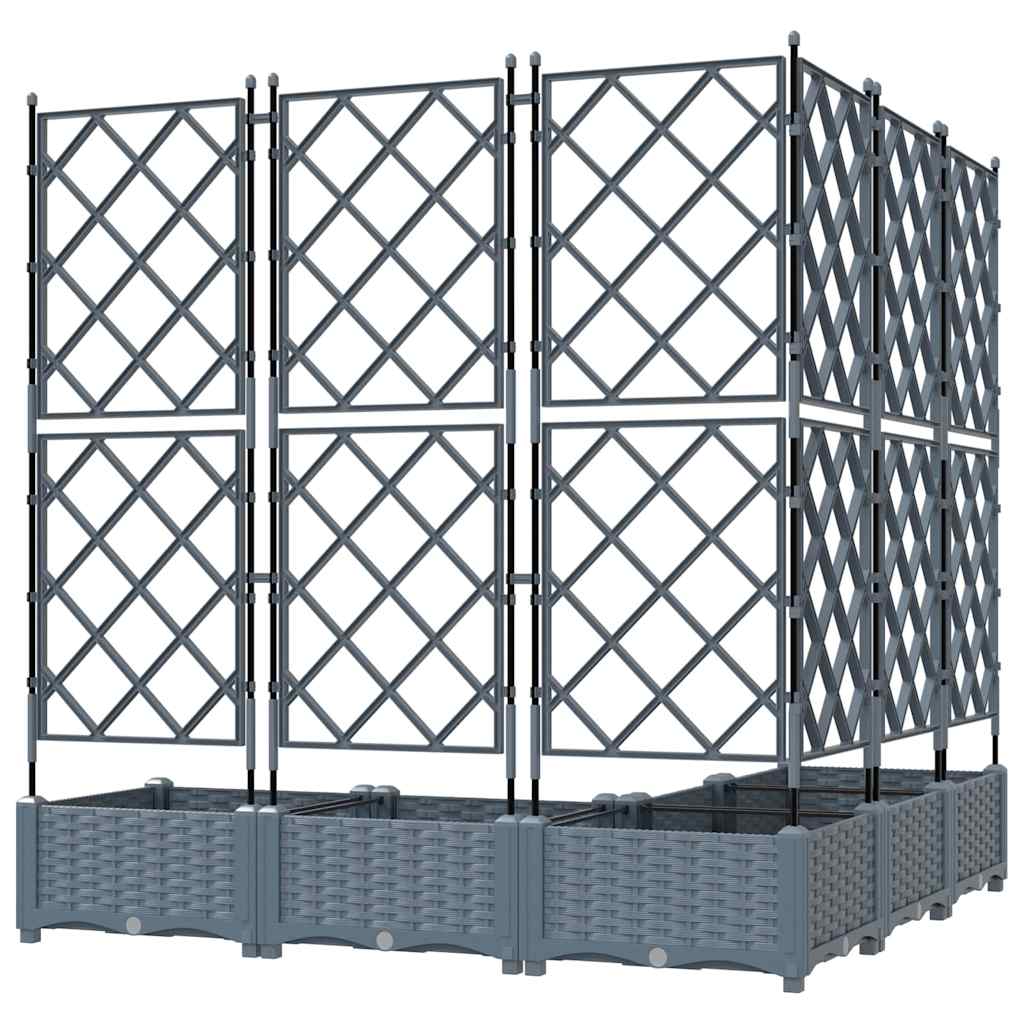 Jardineira com Treliça 5 pcs Cinzento-claro