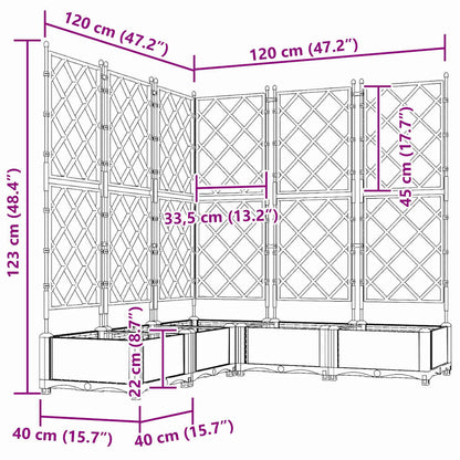 Jardineira com Treliça 5 pcs Cinzento-claro
