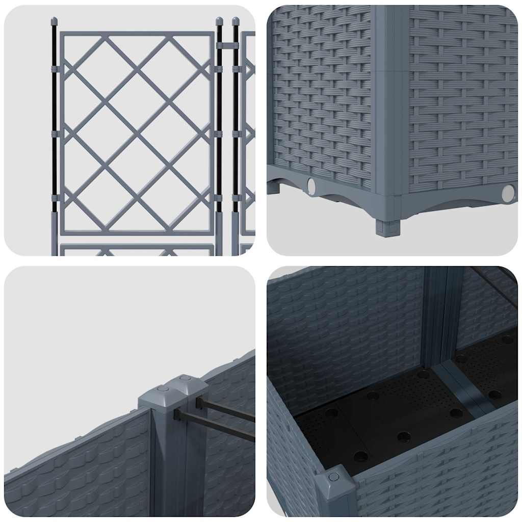 Jardineira com Treliça 5 pcs Cinzento-claro 120 x 120 x 143 cm