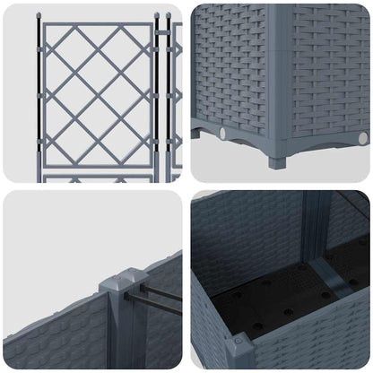 Jardineira com Treliça 5 pcs Cinzento-claro 120 x 120 x 143 cm