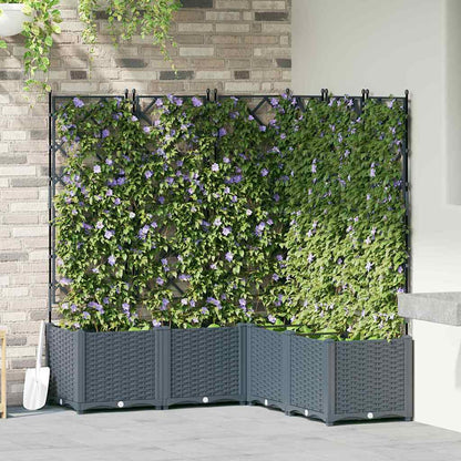Jardineira com Treliça 5 pcs Cinzento-claro 120 x 120 x 143 cm