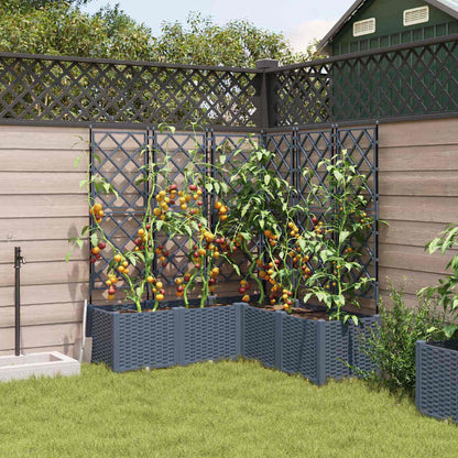 Jardineira com Treliça 5 pcs Cinzento-claro 120 x 120 x 143 cm