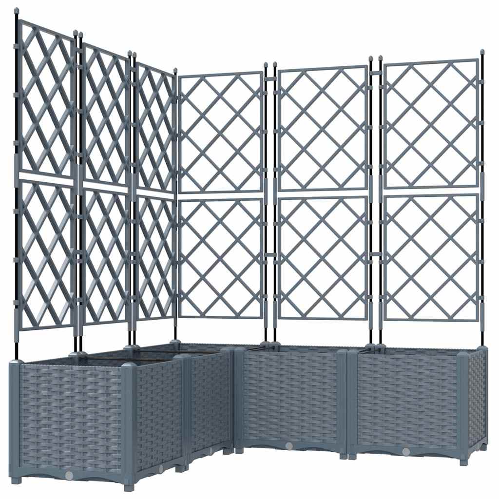 Jardineira com Treliça 5 pcs Cinzento-claro 120 x 120 x 143 cm