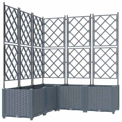 Jardineira com Treliça 5 pcs Cinzento-claro 120 x 120 x 143 cm