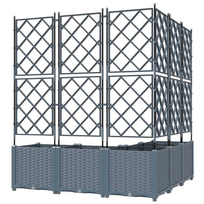 Jardineira com Treliça 5 pcs Cinzento-claro 120 x 120 x 143 cm