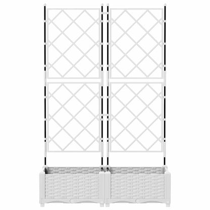 Jardineira com Treliça 2 pcs Branco 80 x 40 x 125.5 cm PP