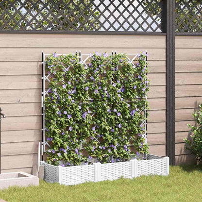Jardineira com Treliça 3 pcs Branco 120 x 40 x 125.5 cm PP