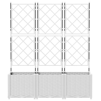 Jardineira com Treliça 3 pcs Branco 120 x 40 x 143 cm PP
