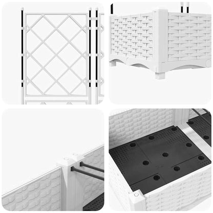 Jardineira com Treliça 5 pcs Branco 120 x 120 x 125.5 cm PP