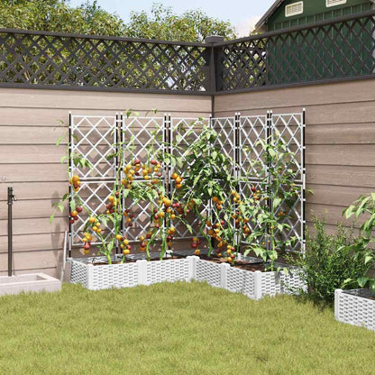 Jardineira com Treliça 5 pcs Branco 120 x 120 x 125.5 cm PP