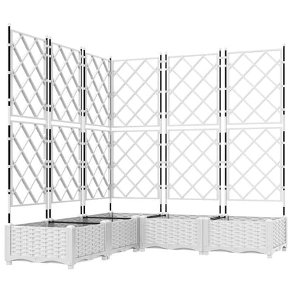 Jardineira com Treliça 5 pcs Branco 120 x 120 x 125.5 cm PP