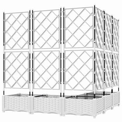 Jardineira com Treliça 5 pcs Branco 120 x 120 x 125.5 cm PP