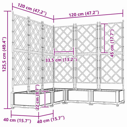 Jardineira com Treliça 5 pcs Branco 120 x 120 x 125.5 cm PP