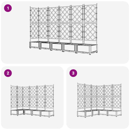 Jardineira com Treliça 5 pcs Branco 120 x 120 x 125.5 cm PP