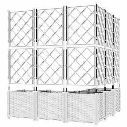 Jardineira com Treliça 5 pcs Branco 120 x 120 x 143 cm PP