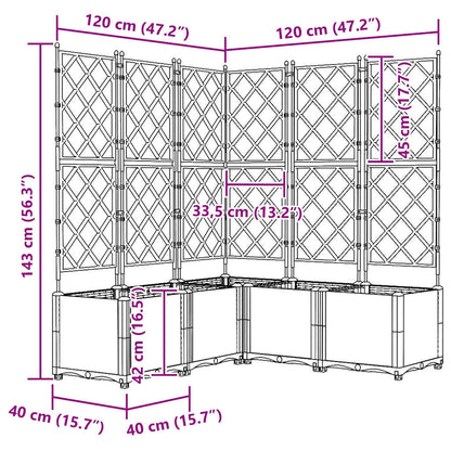 Jardineira com Treliça 5 pcs Branco 120 x 120 x 143 cm PP