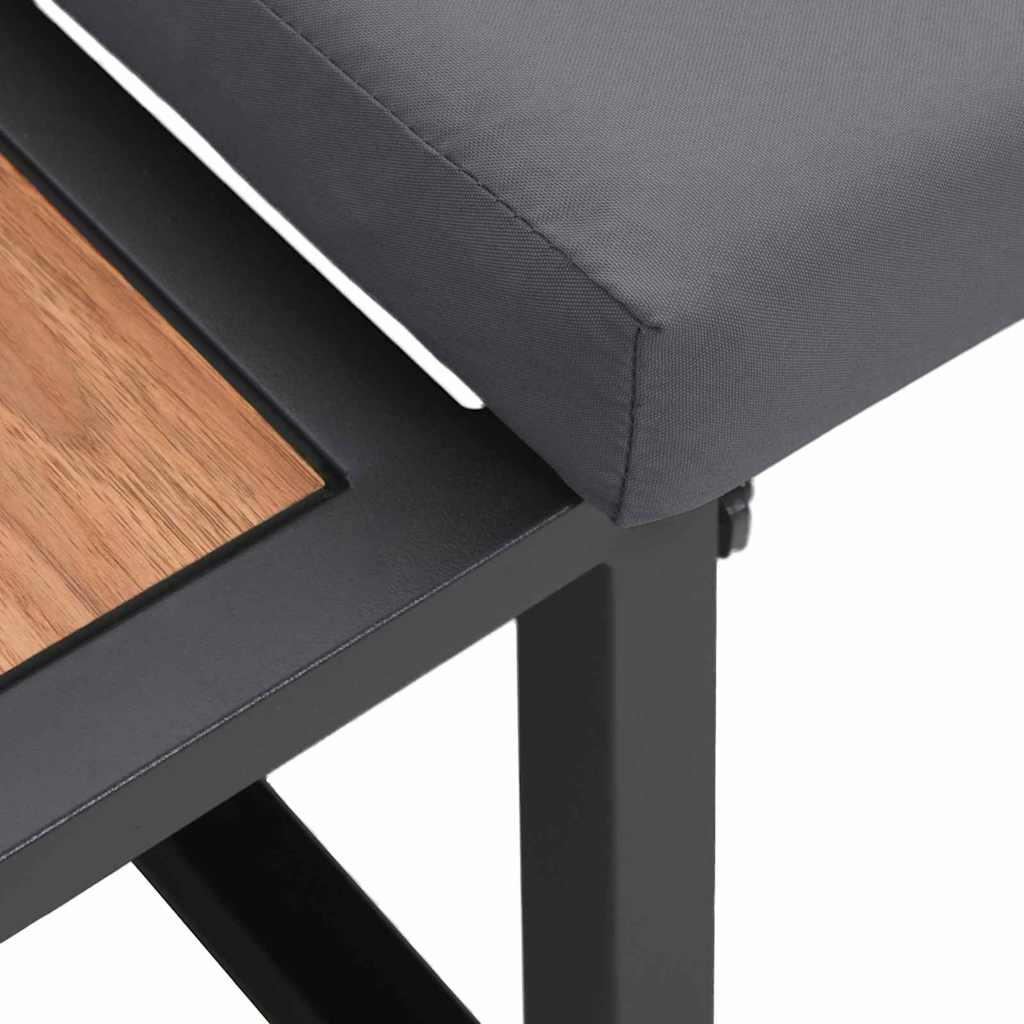 Sofá de jardim com almofada Castanho 200.5 x 70 x 85.5cm Metal