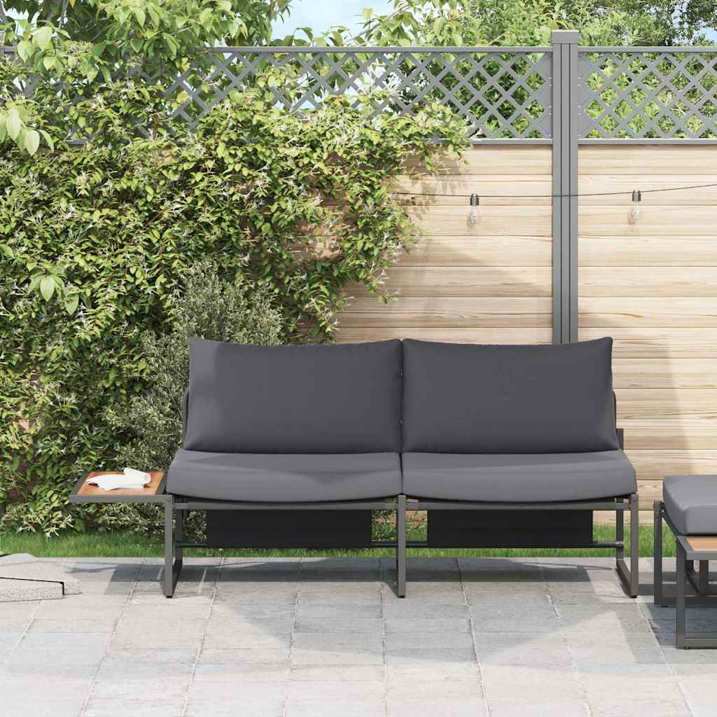 Sofá de jardim com almofada Castanho 200.5 x 70 x 85.5cm Metal