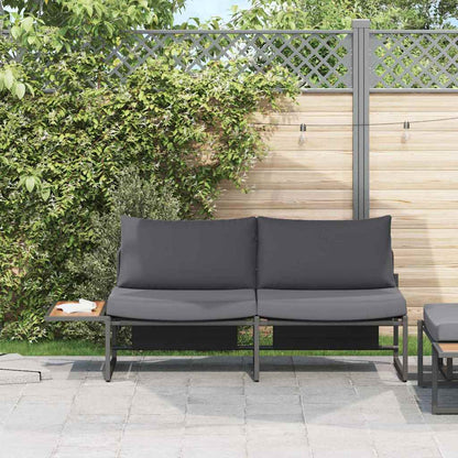 Sofá de jardim com almofada Castanho 200.5 x 70 x 85.5cm Metal