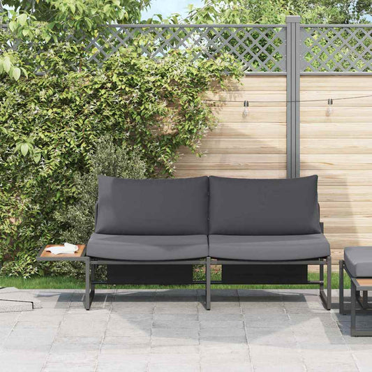 Sofá de jardim com almofada Castanho 200.5 x 70 x 85.5cm Metal