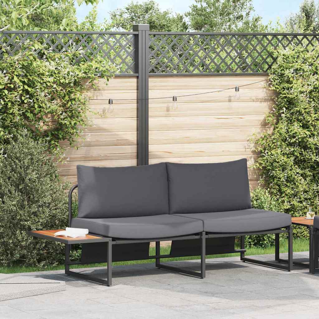 Sofá de jardim com almofada Castanho 200.5 x 70 x 85.5cm Metal
