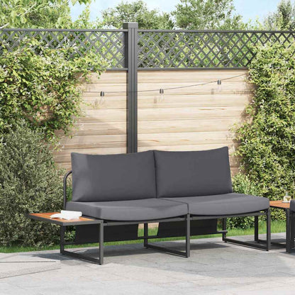 Sofá de jardim com almofada Castanho 200.5 x 70 x 85.5cm Metal