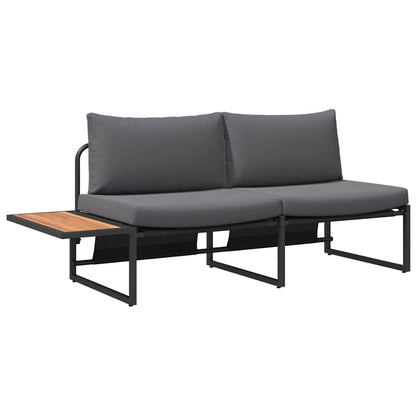 Sofá de jardim com almofada Castanho 200.5 x 70 x 85.5cm Metal