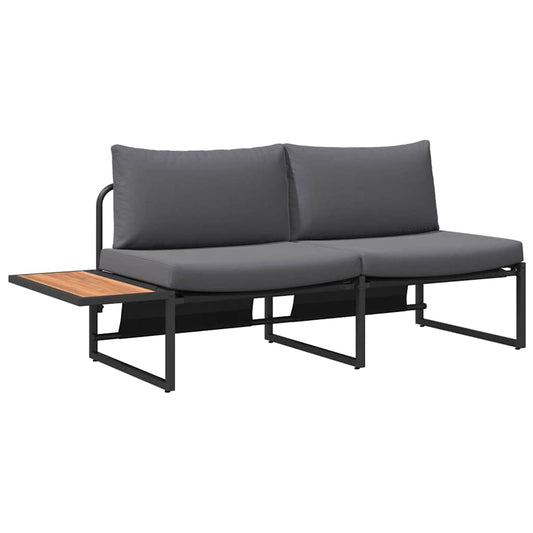 Sofá de jardim com almofada Castanho 200.5 x 70 x 85.5cm Metal