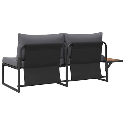 Sofá de jardim com almofada Castanho 200.5 x 70 x 85.5cm Metal
