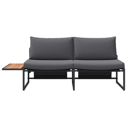 Sofá de jardim com almofada Castanho 200.5 x 70 x 85.5cm Metal