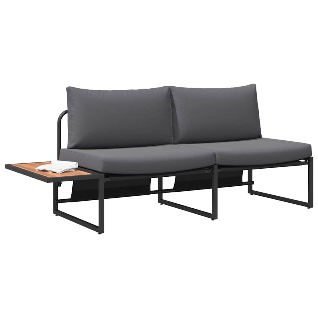 Sofá de jardim com almofada Castanho 200.5 x 70 x 85.5cm Metal