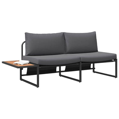 Sofá de jardim com almofada Castanho 200.5 x 70 x 85.5cm Metal