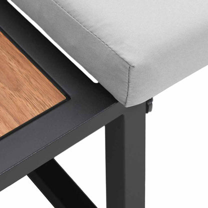 Sofá de jardim com almofada Castanho 200.5 x 70 x 85.5cm Metal