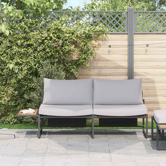 Sofá de jardim com almofada Castanho 200.5 x 70 x 85.5cm Metal