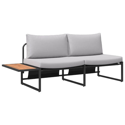 Sofá de jardim com almofada Castanho 200.5 x 70 x 85.5cm Metal