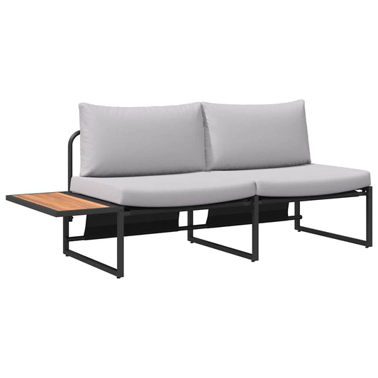 Sofá de jardim com almofada Castanho 200.5 x 70 x 85.5cm Metal