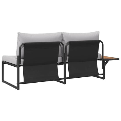 Sofá de jardim com almofada Castanho 200.5 x 70 x 85.5cm Metal