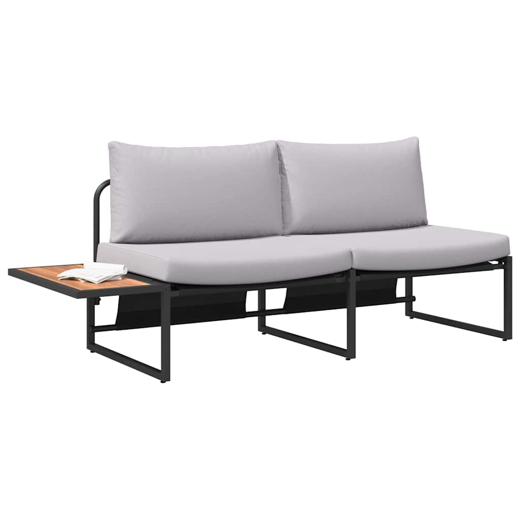 Sofá de jardim com almofada Castanho 200.5 x 70 x 85.5cm Metal