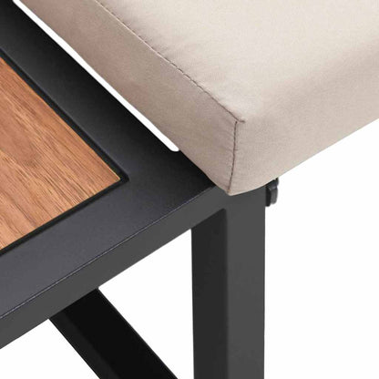 Sofá de jardim com almofada Castanho 200.5 x 70 x 85.5cm Metal