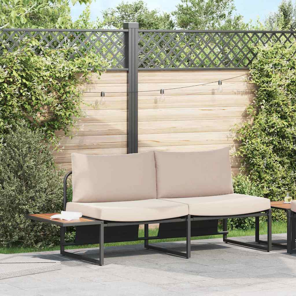 Sofá de jardim com almofada Castanho 200.5 x 70 x 85.5cm Metal