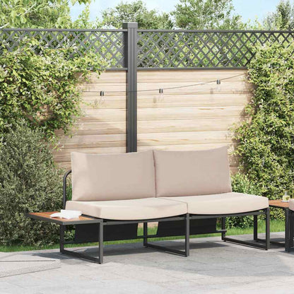 Sofá de jardim com almofada Castanho 200.5 x 70 x 85.5cm Metal