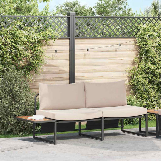 Sofá de jardim com almofada Castanho 200.5 x 70 x 85.5cm Metal
