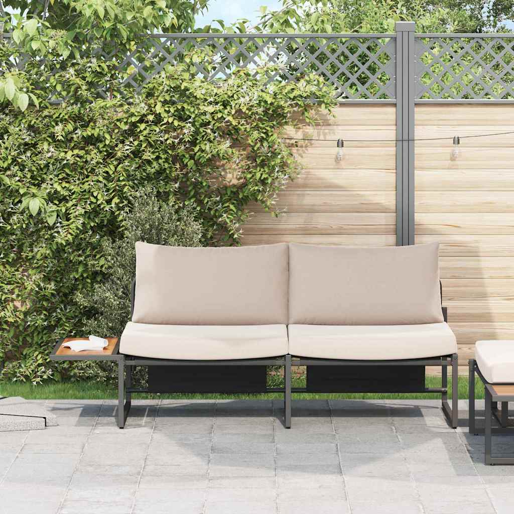 Sofá de jardim com almofada Castanho 200.5 x 70 x 85.5cm Metal