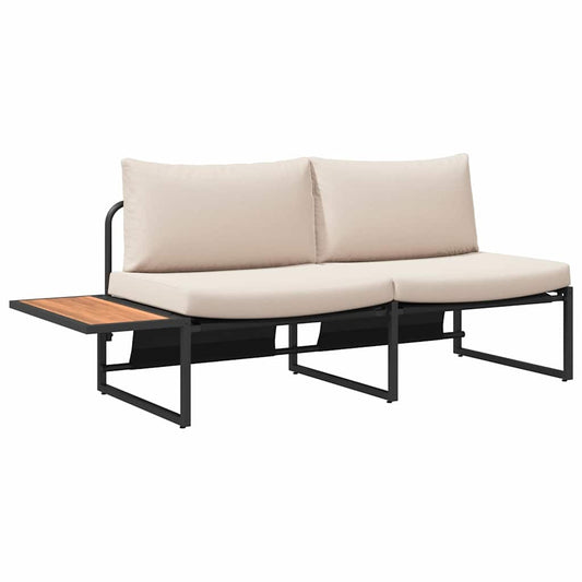 Sofá de jardim com almofada Castanho 200.5 x 70 x 85.5cm Metal