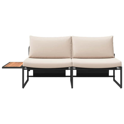 Sofá de jardim com almofada Castanho 200.5 x 70 x 85.5cm Metal