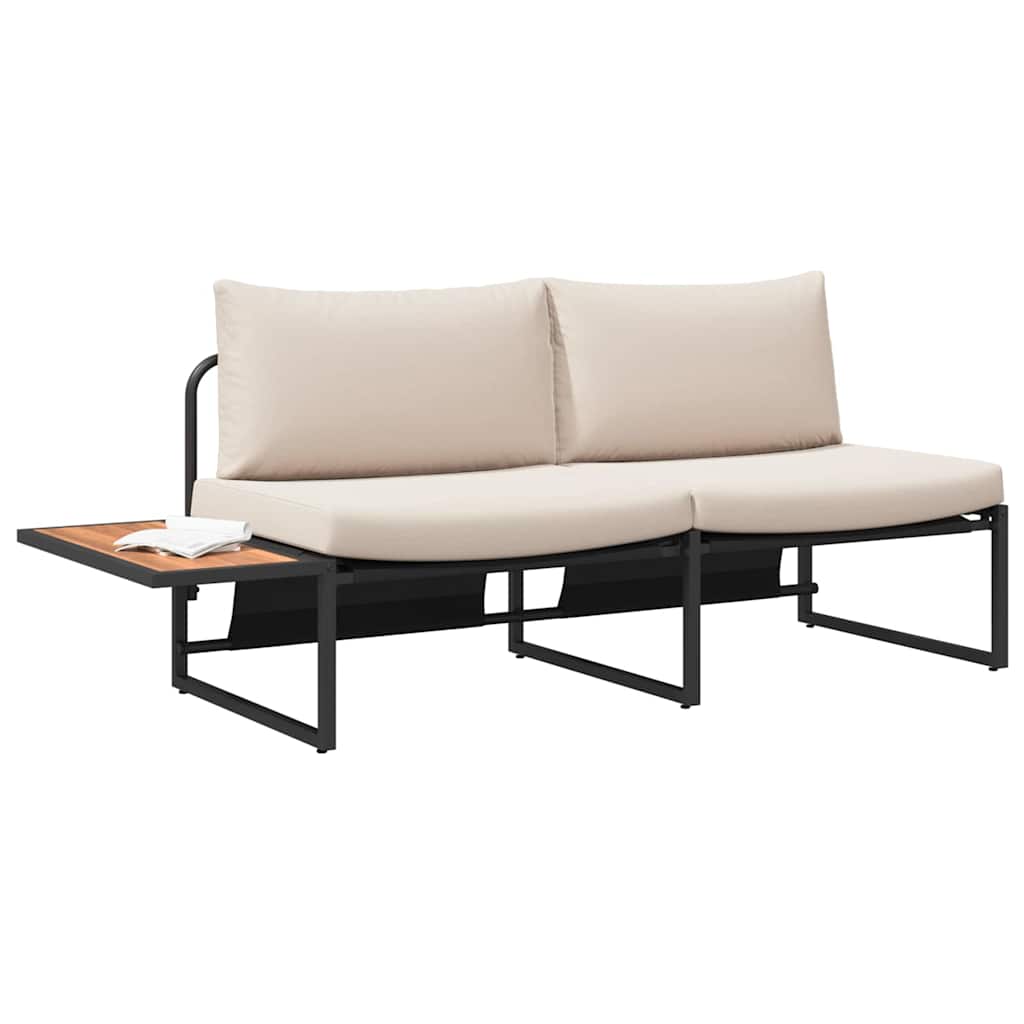 Sofá de jardim com almofada Castanho 200.5 x 70 x 85.5cm Metal