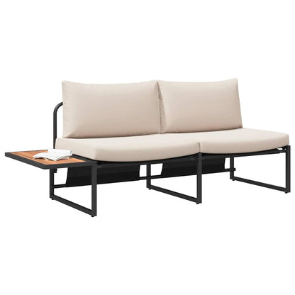 Sofá de jardim com almofada Castanho 200.5 x 70 x 85.5cm Metal