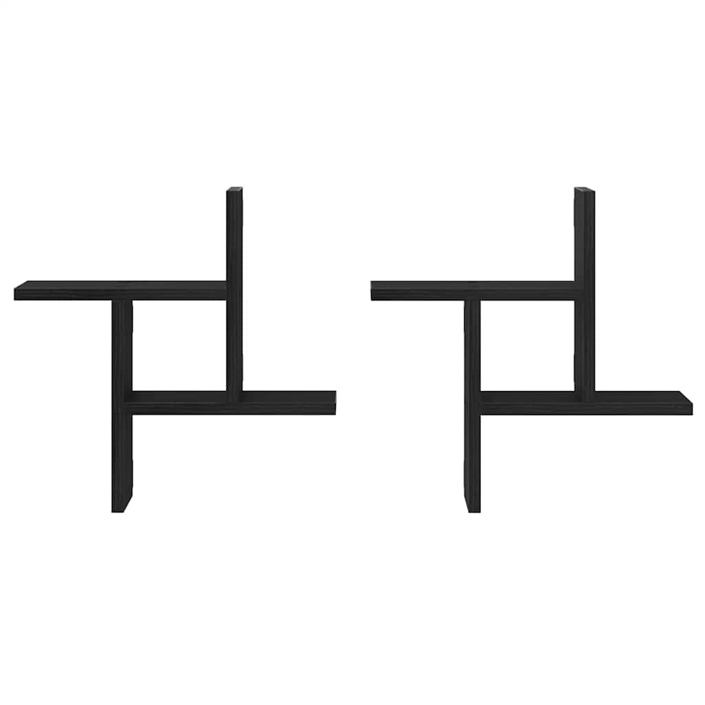 Prateleiras de parede 2 pcs derivados madeira carvalho preto