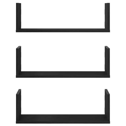Prateleiras de parede 3 pcs deriv. de madeira carvalho preto